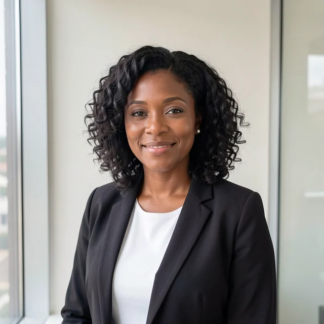 Portrait of Amara Okafor, a Halvora agent.